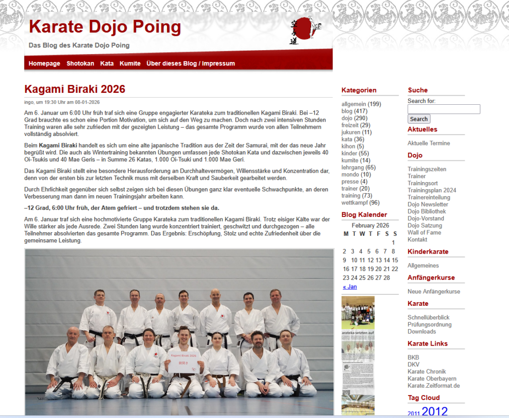 Internetauftritt des Karate Dojo Poing